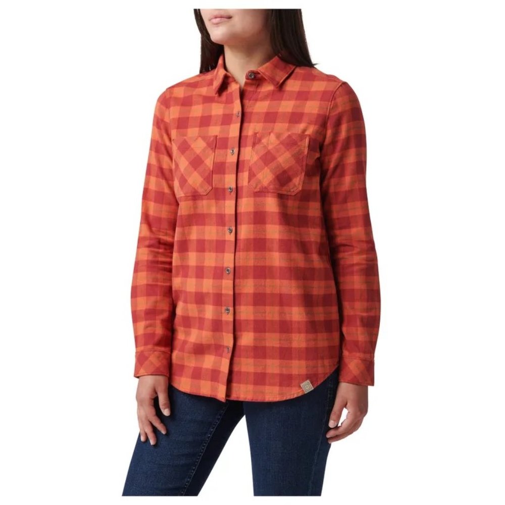 5.11 Ruth Flannel Long Sleeve Shirt, Red Bourbon Plaid NWT Size M